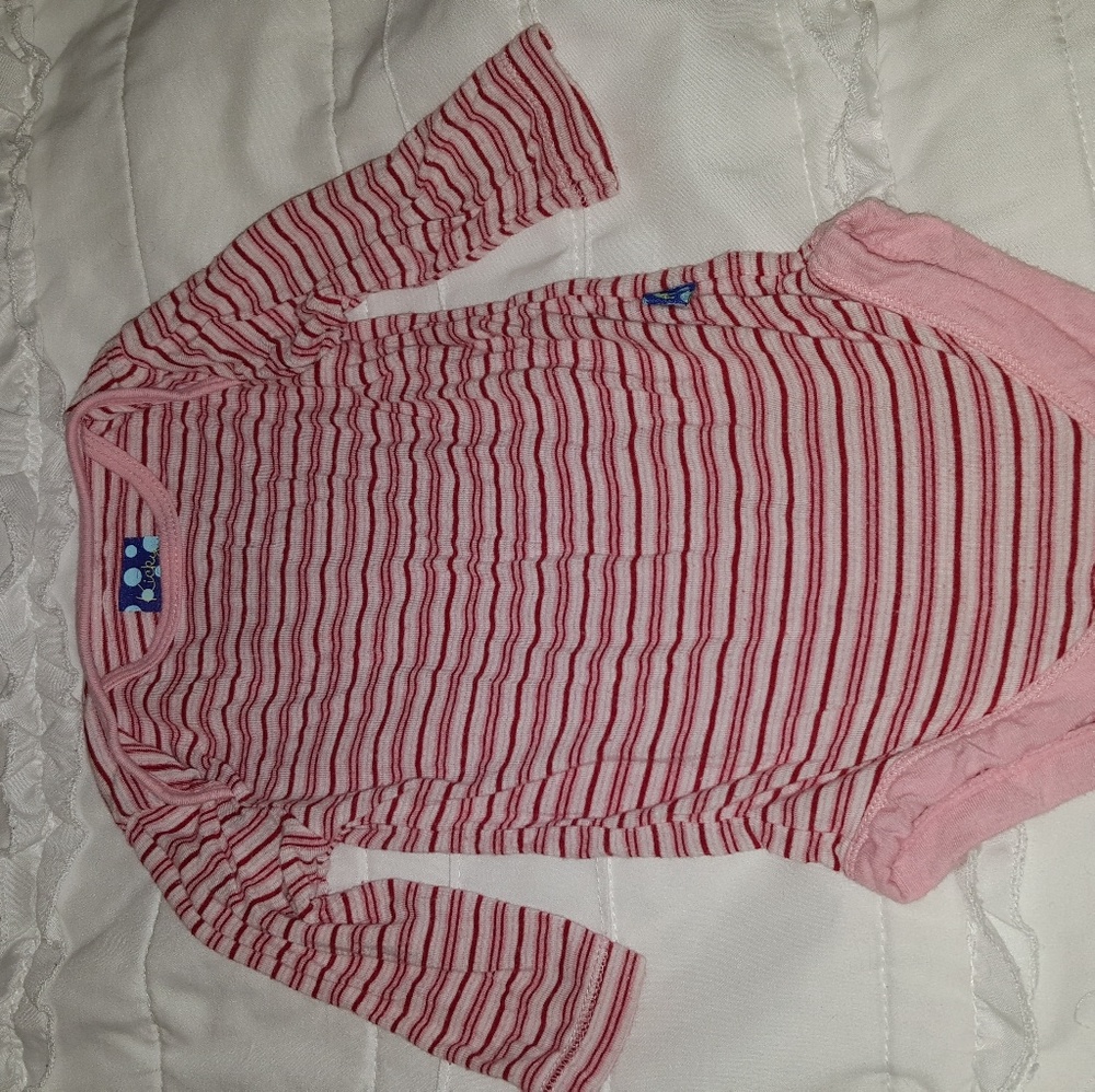 Kickee Pants 0-3 long sleeve stripe onsie